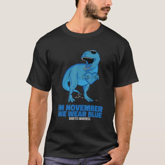 T-shirt In November We Wear Blue Rex Dinosaurs Diabetes Aw (Devant)