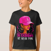 T-shirt In October We Wear Nk Black Women Breast Cancer Aw (Devant)