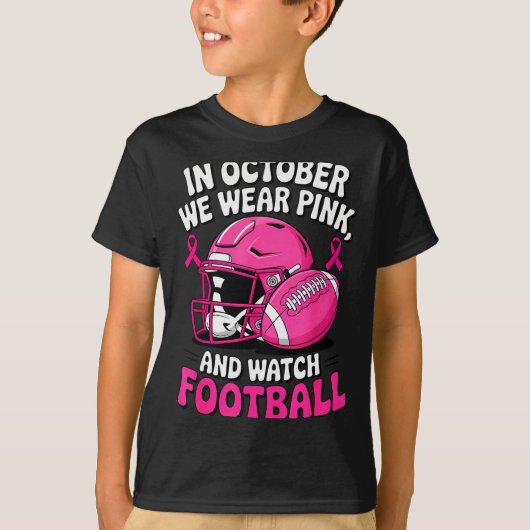 T-shirt In October We Wear Nk Breast Football Cancer Aware (Devant)