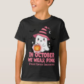 T-shirt In October We Wear Nk Ghost Witch Breast Cancer Aw (Devant)