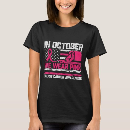 T-shirt In October We Wear Nk Stal Worker Breast Cancer (Devant)