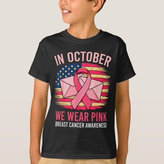 T-shirt In October We Wear Nk Stal Worker Us Flag Breast C (Devant)
