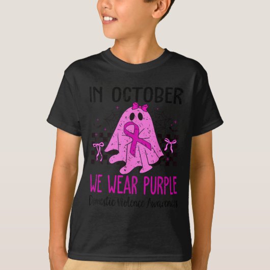T-shirt In October We Wear Purple Domestic Violence Ghost (Devant)