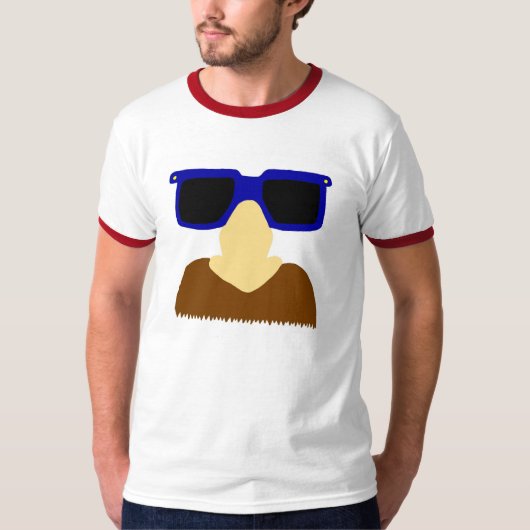 T-shirt Incognito Mustache & Lunettes Mens Ringer (Devant)