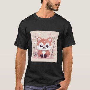 T-shirt Incrédible Panda Rouge Et Merveilleuse Floraison d