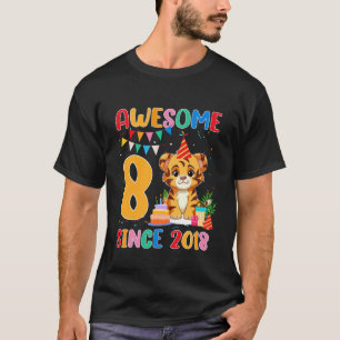 T-shirt Incroyable 8 Ans Depuis 2018 Anniversaire Tigre