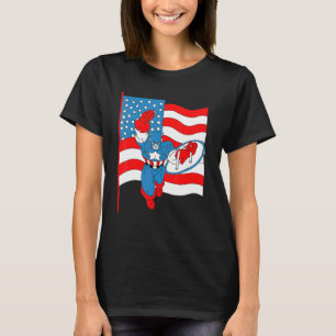 T-shirt Incroyable Hero Figh Comic American Flag Tee