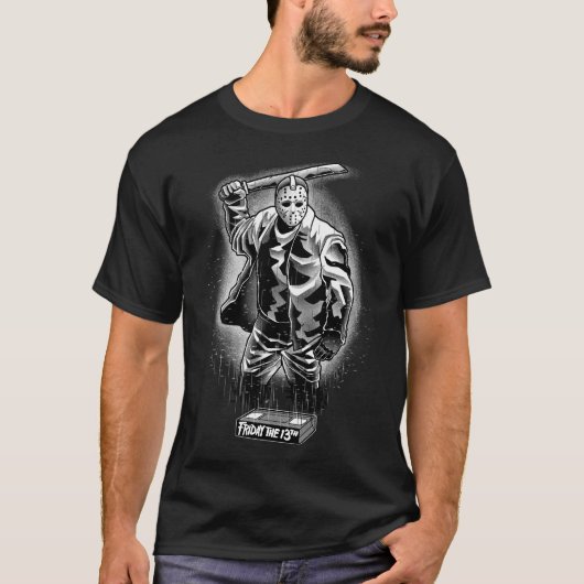 T-shirt Incroyable Monochrome VHS Glitch Jason Art (Devant)
