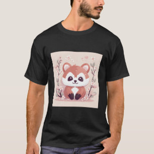 T-shirt Incroyable Panda Rouge Et Ness De Fleur De Cerisie