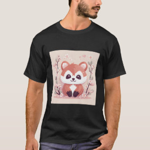 T-shirt Incroyable Panda Rouge Et Ness De Fleur De Cerisie