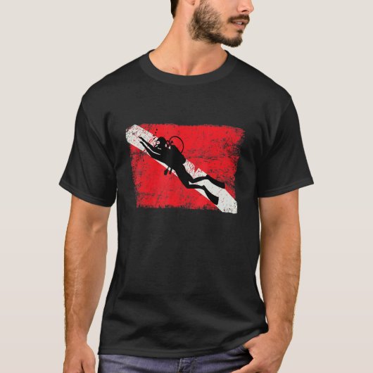 T-shirt Incroyable Plongeur Vers le Bas Drapeau de Plongée (Devant)