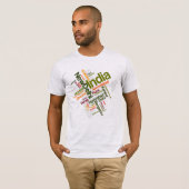 T-shirt Inde Carte Silhouette Top Villes Word Cloud T-Shir (Devant entier)