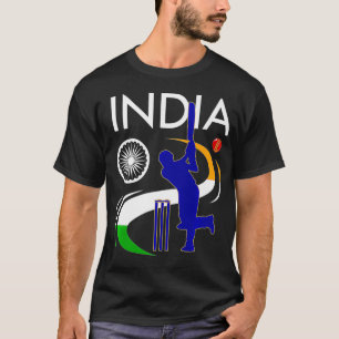 T-shirt Inde Cricket avec le drapeau indien pinceau premiè