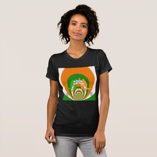T-shirt Inde Cricket Spirit Design abstrait (Devant entier)