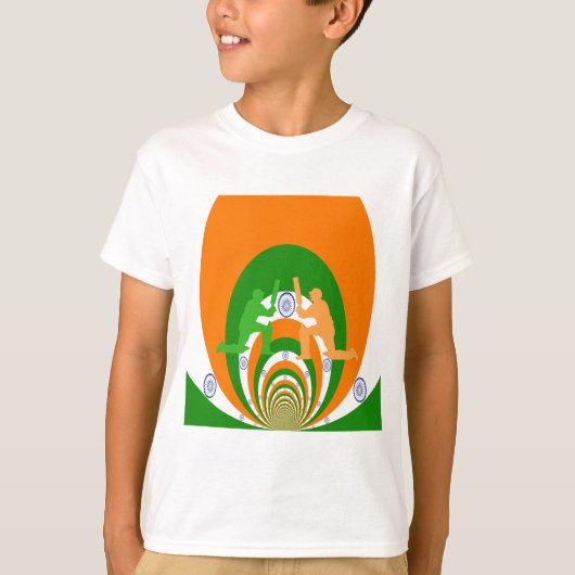 T-shirt Inde Cricket Spirit Design abstrait (Devant)
