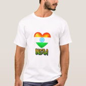T-shirt Inde Drapeau Coeur coupé (Devant)