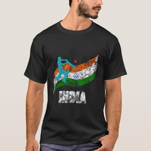 T-shirt Inde Drapeau cricket indien (Devant)