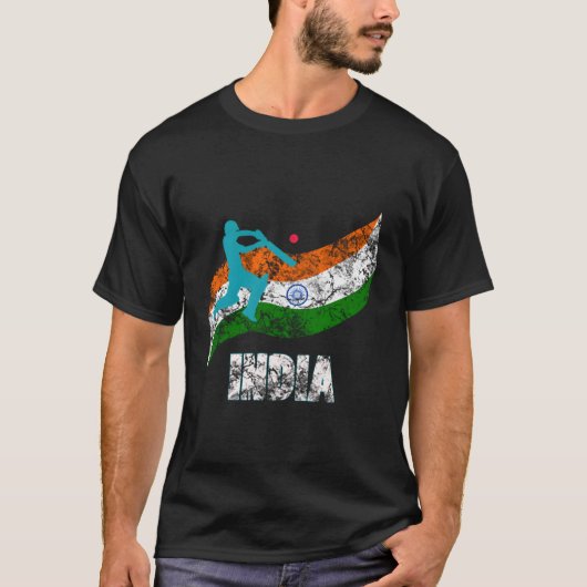 T-shirt Inde Drapeau cricket indien (Devant)