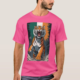 T-shirt Inde drapeau du Bengale tigre Animal national Indi