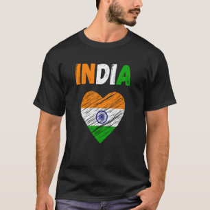 T-shirt Inde Drapeau Holiday Inde Heart Drapeau Indien