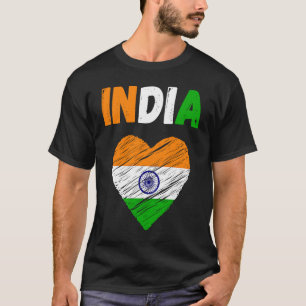 T-shirt Inde Drapeau Holiday Inde Heart Drapeau Indien