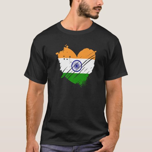 T-shirt Inde Drapeau J'aime Inde C'est dans mon ADN pour l (Devant)