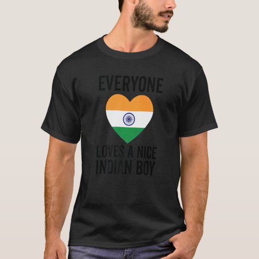 T-shirt Inde Drapeau Tout Le Monde Aime Un Beau Garçon Ind (Devant)