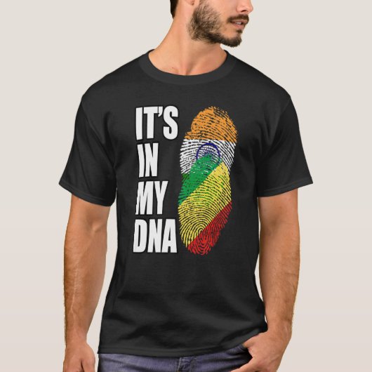 T-shirt Inde Et République Congo Mélange ADN Drapeau Herit (Devant)