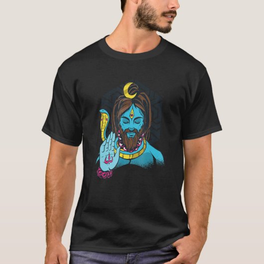 T-shirt Inde Fier Drapeau Dieu Hindi Sikh Moon Hindus Shiv (Devant)