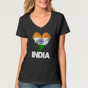 T-shirt Inde Fier Jour du Drapeau Hindi Indian Heart Love 