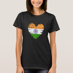 T-shirt Inde Heart Indian Drapeau Indian Pride