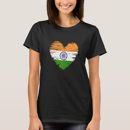 T-shirt Inde Heart Indian Drapeau Indian Pride (Devant)