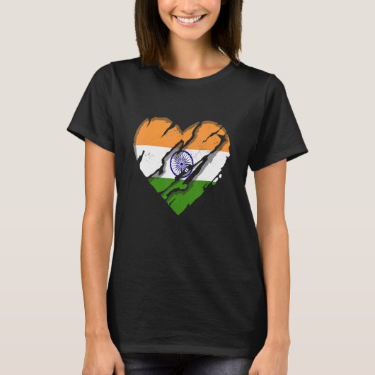 T-shirt Inde Heart Indian Drapeau Indian Pride (Devant)