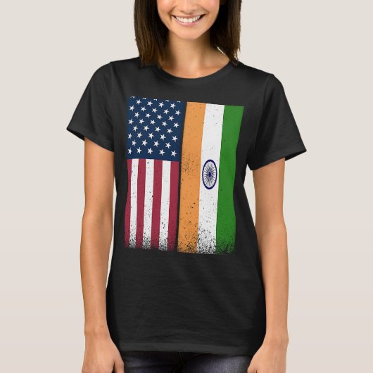 T-shirt Inde Inde Amérique drapeaux Fiers USA Inde (Devant)