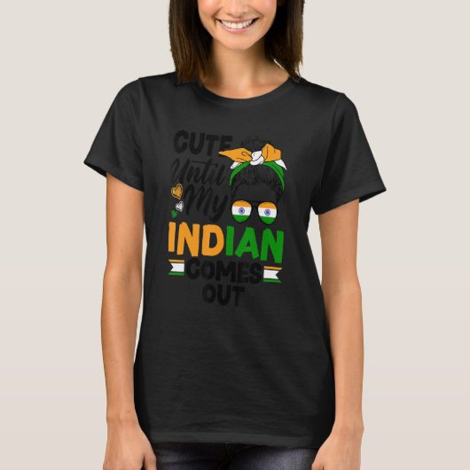 T-shirt Inde Inde Inde Drapeau mignon Jusqu'À Ce Que Mon I (Devant)