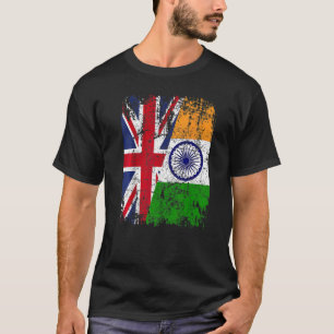 T-shirt INDE MOITIÉ BRITANNIQUE UK Friendship Drapeau INDI