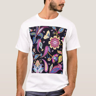 T-shirt Inde Paisley Ornement floral sans joint