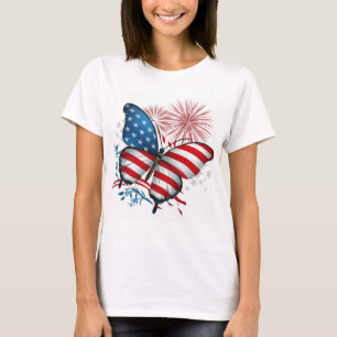 T-shirt Indépendance 4 juillet Rouge, Blanc, Bleu Papillon