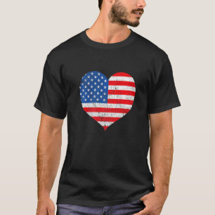 T-shirt Indépendance Us Drapeau Coeur Drapeau Américain 4e