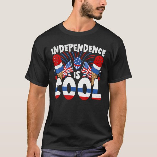 T-shirt Independence Is Cool Blue White Red Ice Cream Cone (Devant)