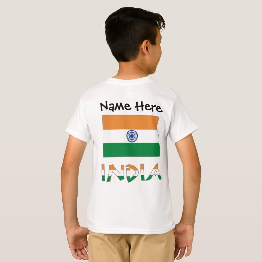 T-shirt India and Indian Flag with Your Name (Dos entier)
