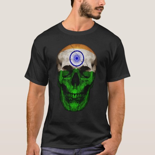T-shirt India Flag Skull Indian Roots Proud Patriotic (Devant)