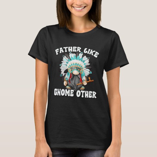 T-shirt Indian Dad Gnome Graphic For Men Peacepipe Native  (Devant)