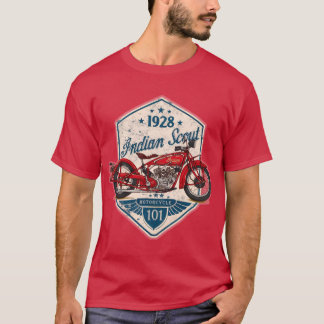 T-shirt Indian Scout 101 1928 Moto Vintage rétro Bicyclett