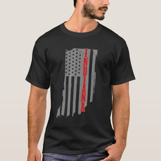 T-shirt Indiana American Flag State Map Fierté Patriotique (Devant)