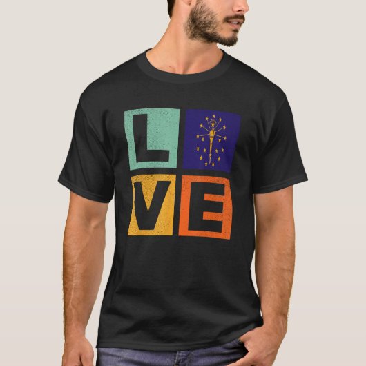 T-shirt Indiana Flag  Love Indiana (Devant)