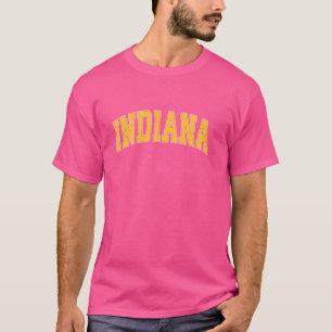 T-shirt Indiana IN Vintage Sports sportifs Design Jaune S
