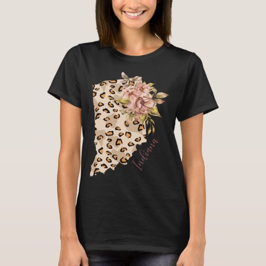 T-shirt Indiana Leopard Pattern Map Leo State Of Indiana (Devant)