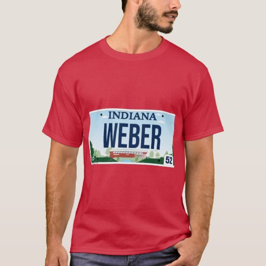 T-shirt Indiana State custom Weber vanity license plate (Devant)