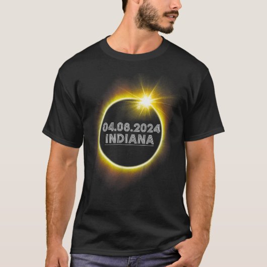 T-shirt Indiana Total Solar Eclipse Avril 8 2024 USA Carte (Devant)